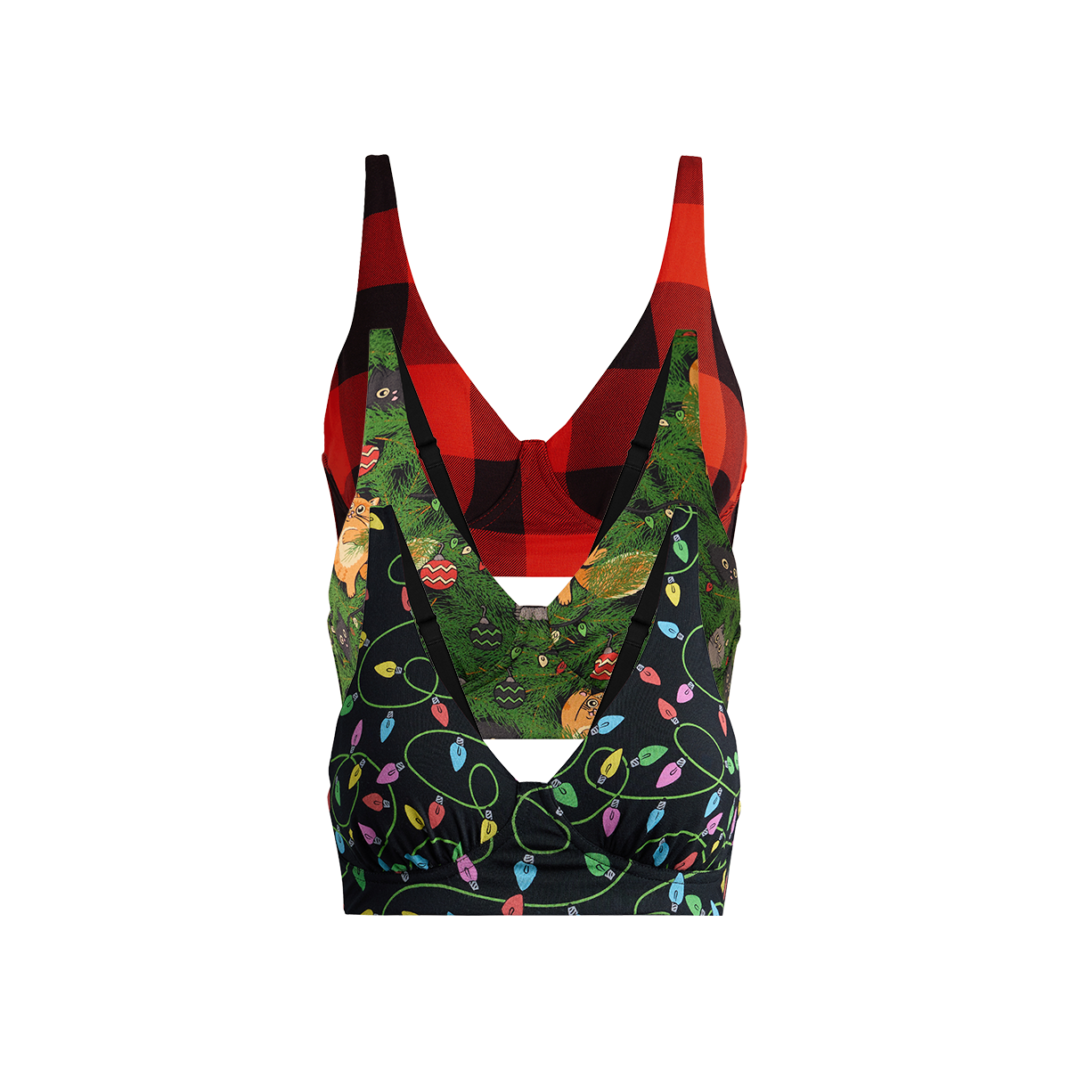 UltraModal™ FeelFree Longline Bralette 3-Pack | Meowy Christmas