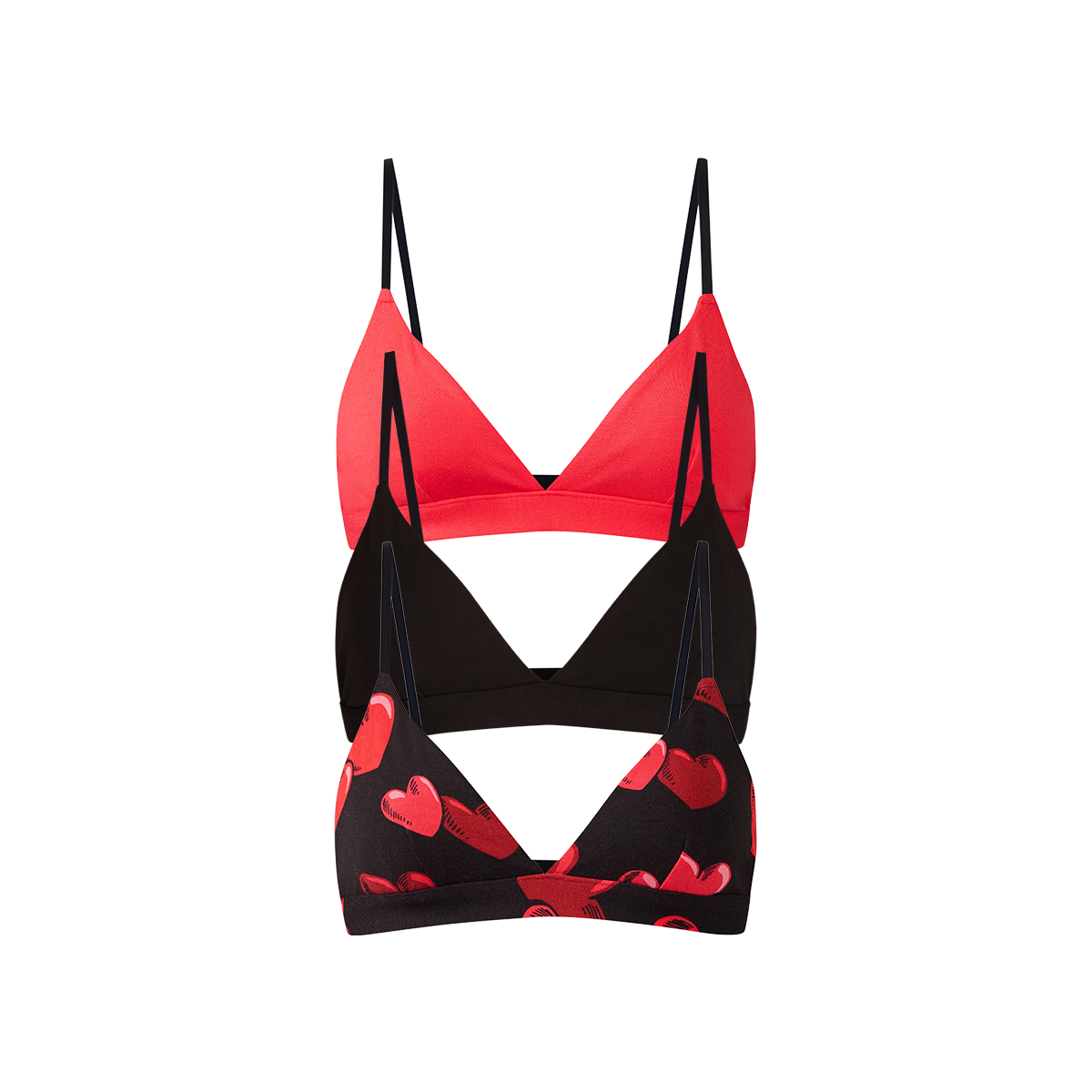 UltraModal™ FeelFree Triangle Bralette 3-Pack | Floating Hearts Pack