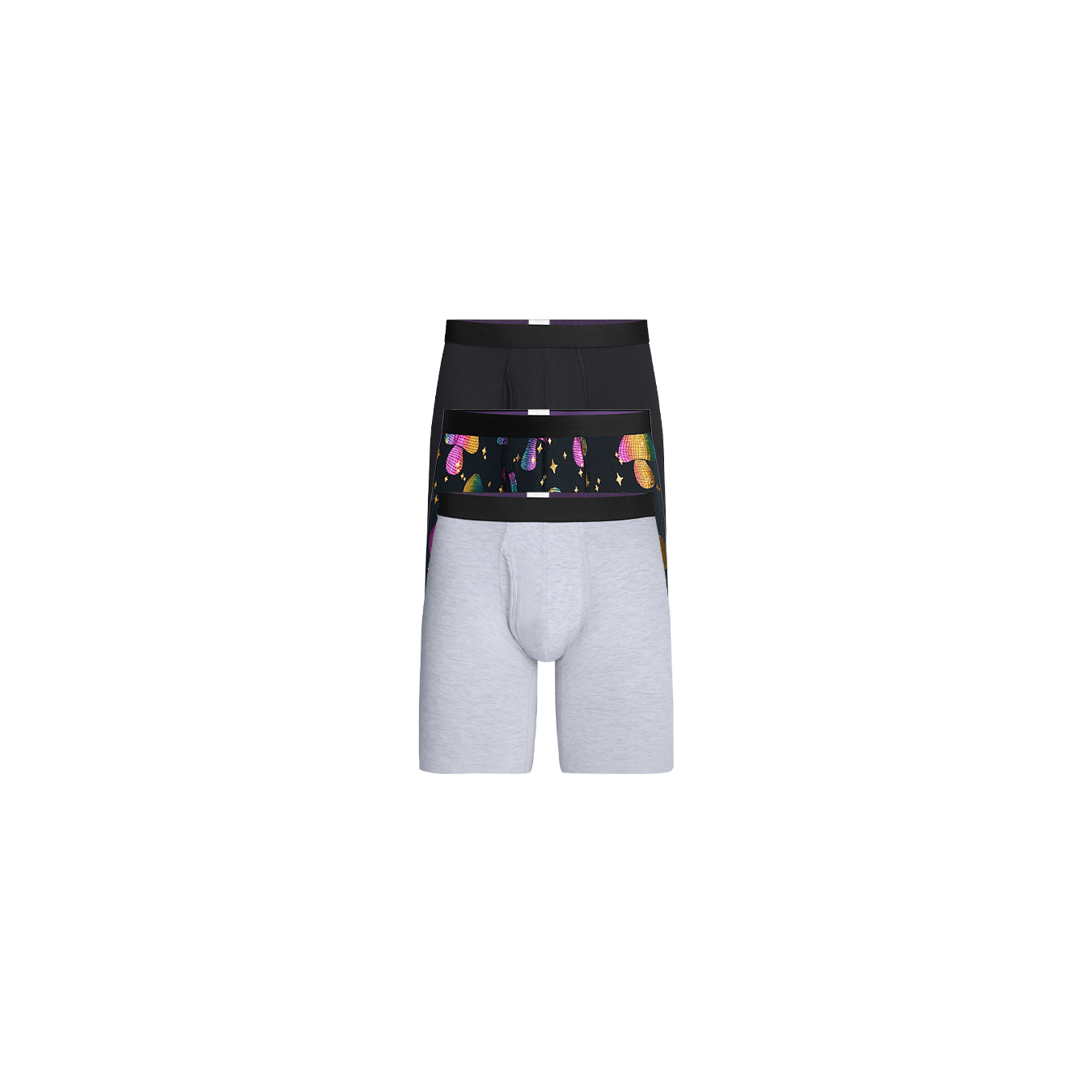 UltraModal™ Core Long Boxer Brief w/ Fly 3-Pack | Disco Shrooms Pack