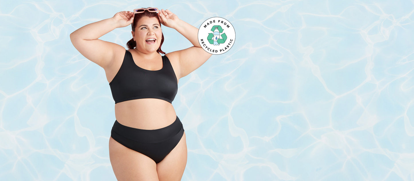High-Waist Cheeky Bikini Swim Bottom | Black