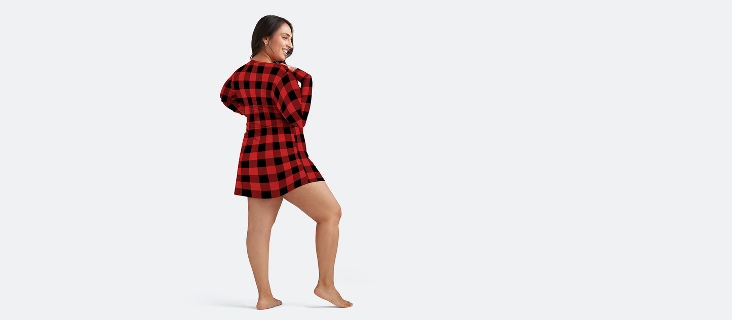 Women's Modal Henley Dress | Buffalo Check