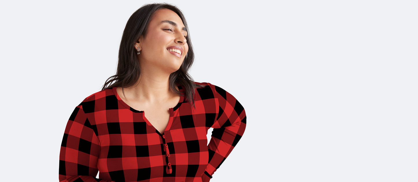 Women's Modal Henley Dress | Buffalo Check