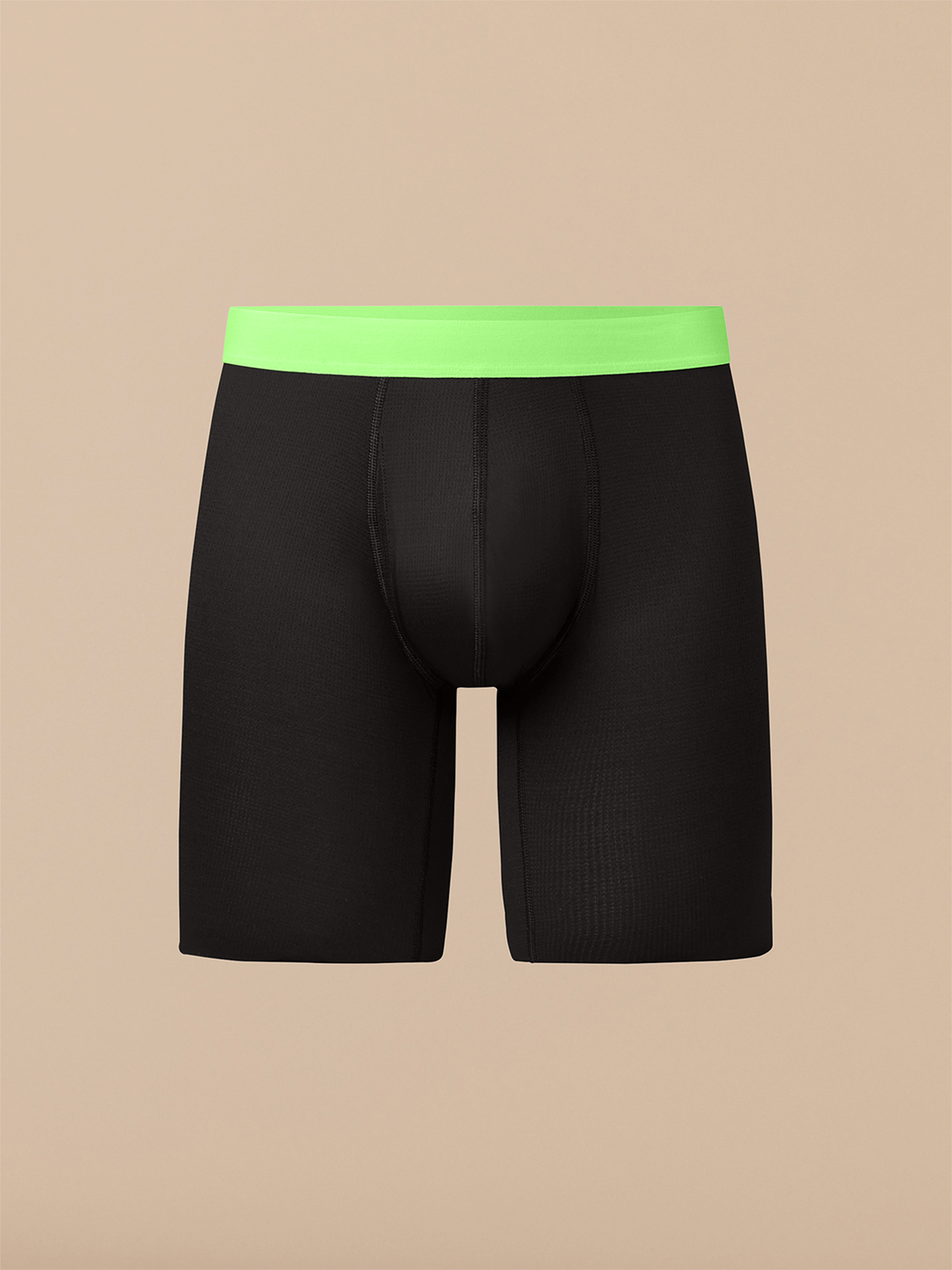 Breathe Long Boxer Brief w/ Fly | Black/Electric Lime