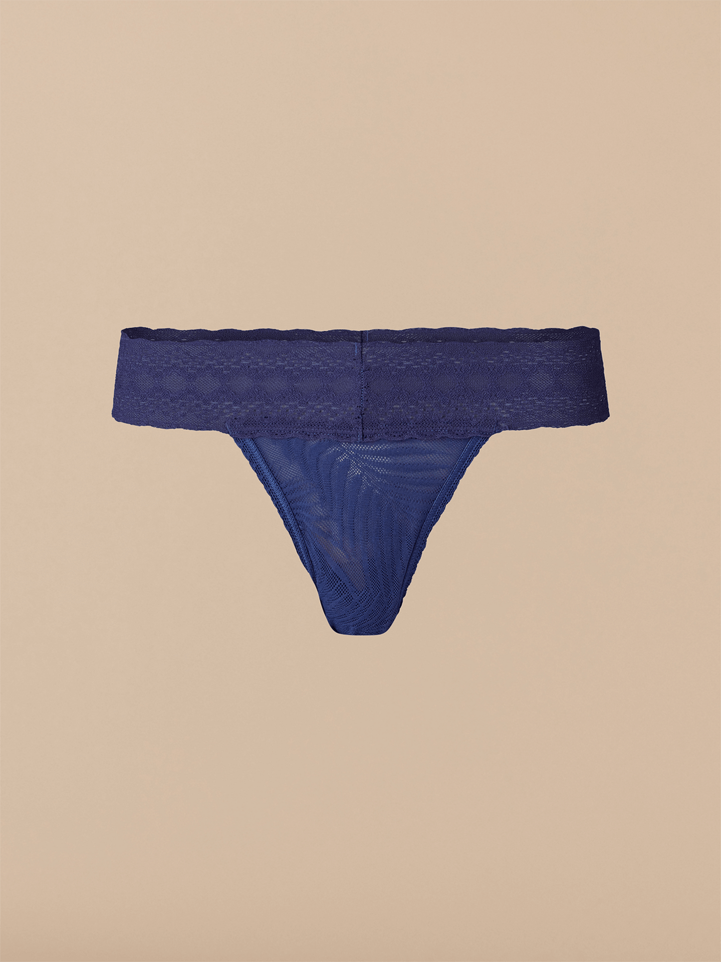 All Over Lace Low-Rise Thong | Navy Feather