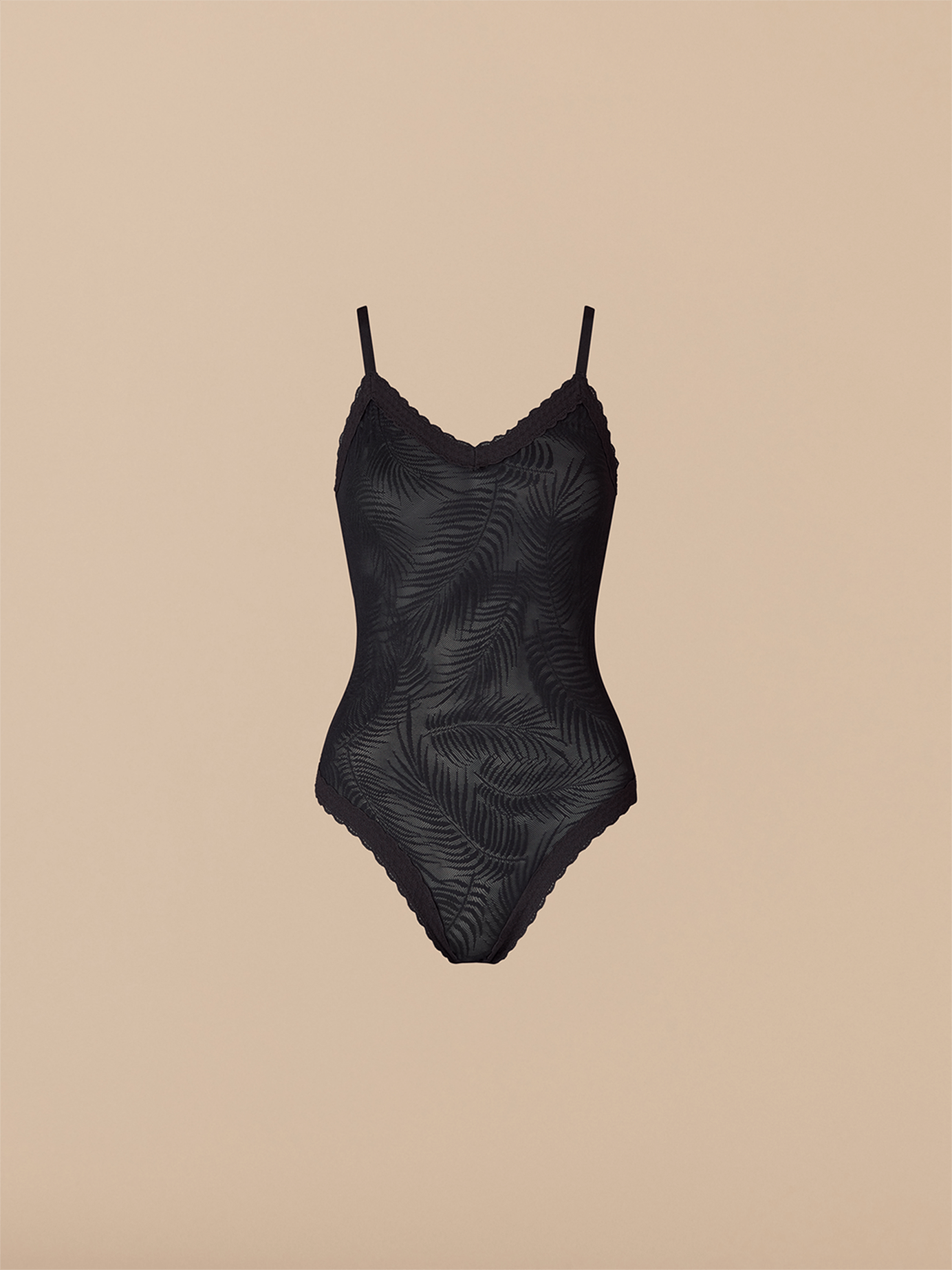 All Over Lace V-Neck Bodysuit | Black Feather