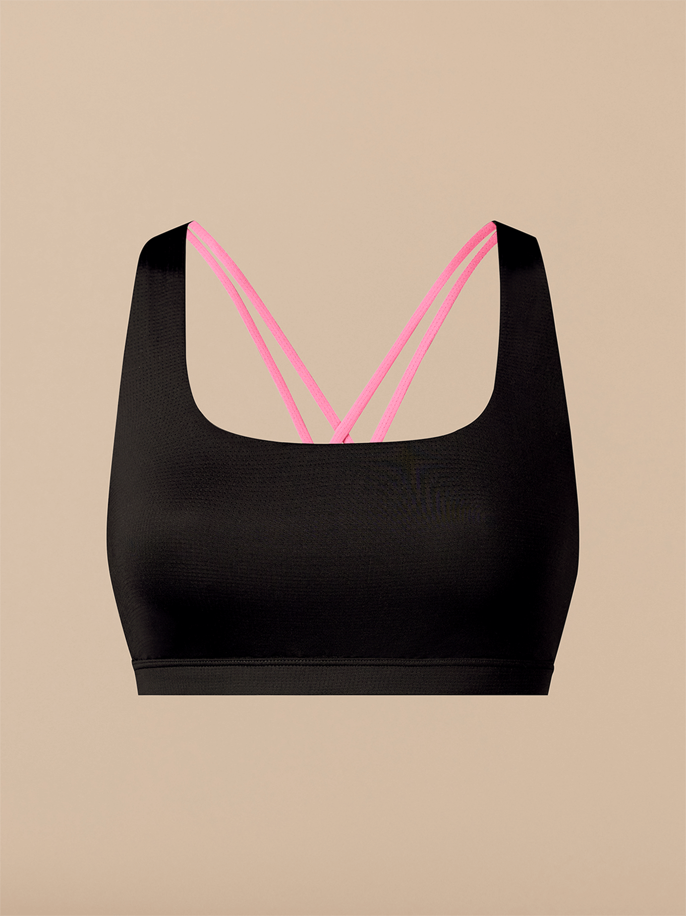 Breathe Strappy Back Bralette | Black/Knockout Pink