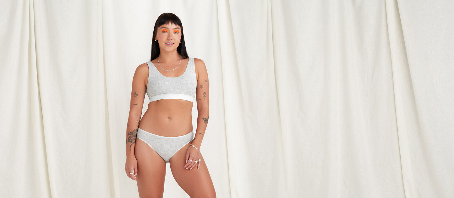 Stretch Cotton Bikini | Heather Grey