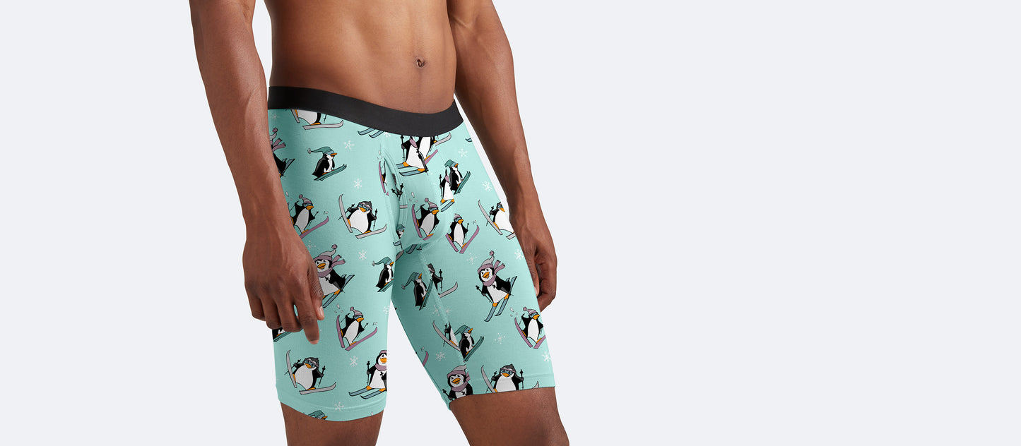 UltraModal™ Core Long Boxer Brief w/ Fly | Penguins on Skis