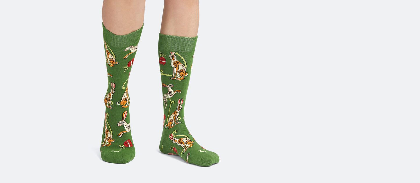 Heritage Crew Sock | Love, Flowers, & Hares