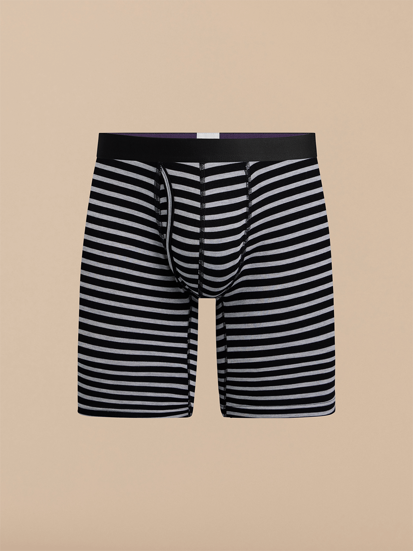 UltraModal™ Core Long Boxer Brief w/ Fly | Heather Grey Stripes