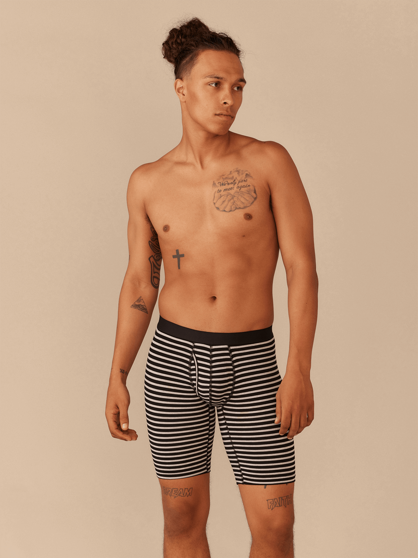UltraModal™ Core Long Boxer Brief w/ Fly | Heather Grey Stripes
