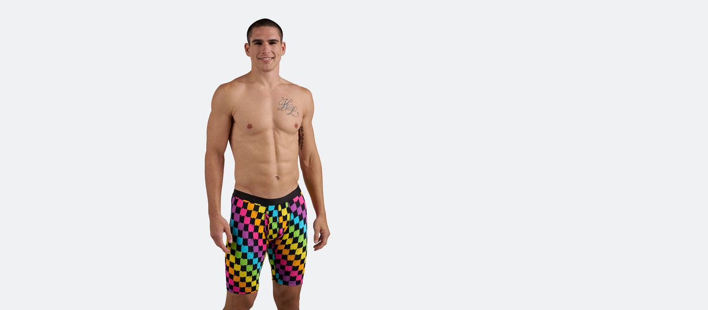 UltraModal™ Core Long Boxer Brief w/ Fly | Rainbow Check