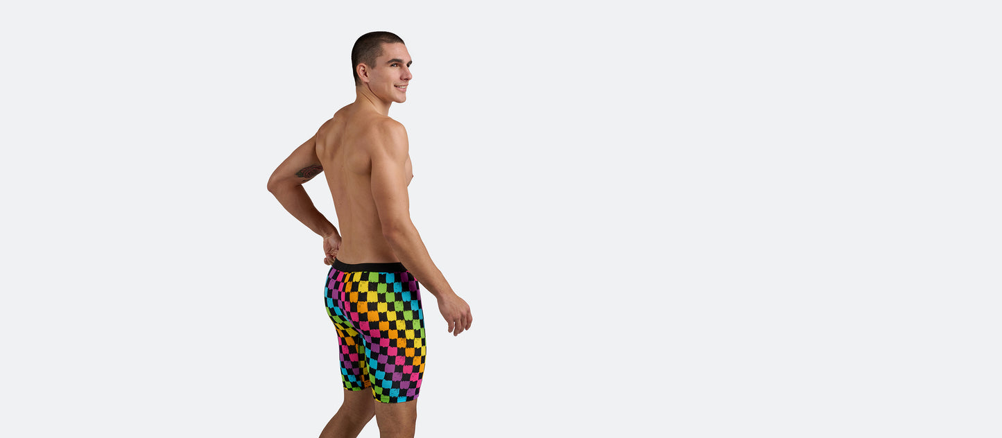 UltraModal™ Core Long Boxer Brief w/ Fly | Rainbow Check