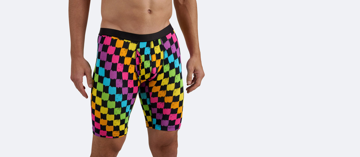 UltraModal™ Core Long Boxer Brief w/ Fly | Rainbow Check