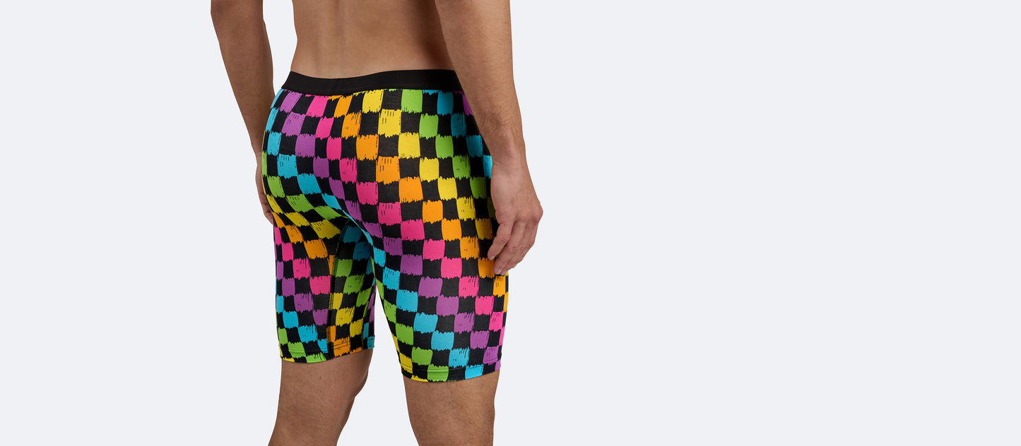UltraModal™ Core Long Boxer Brief w/ Fly | Rainbow Check