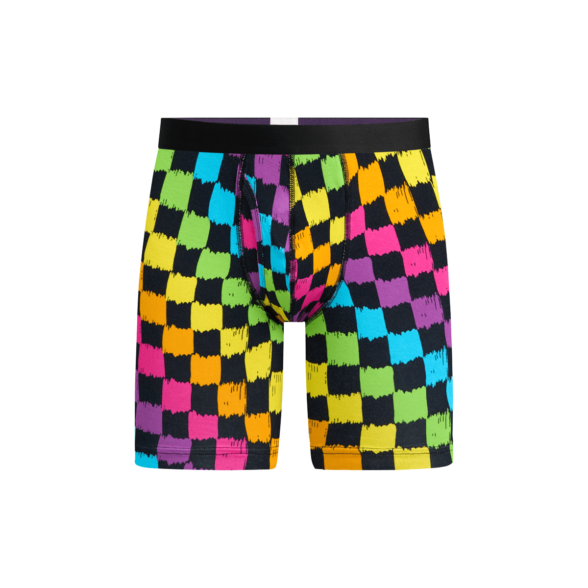 UltraModal™ Core Long Boxer Brief w/ Fly | Rainbow Check