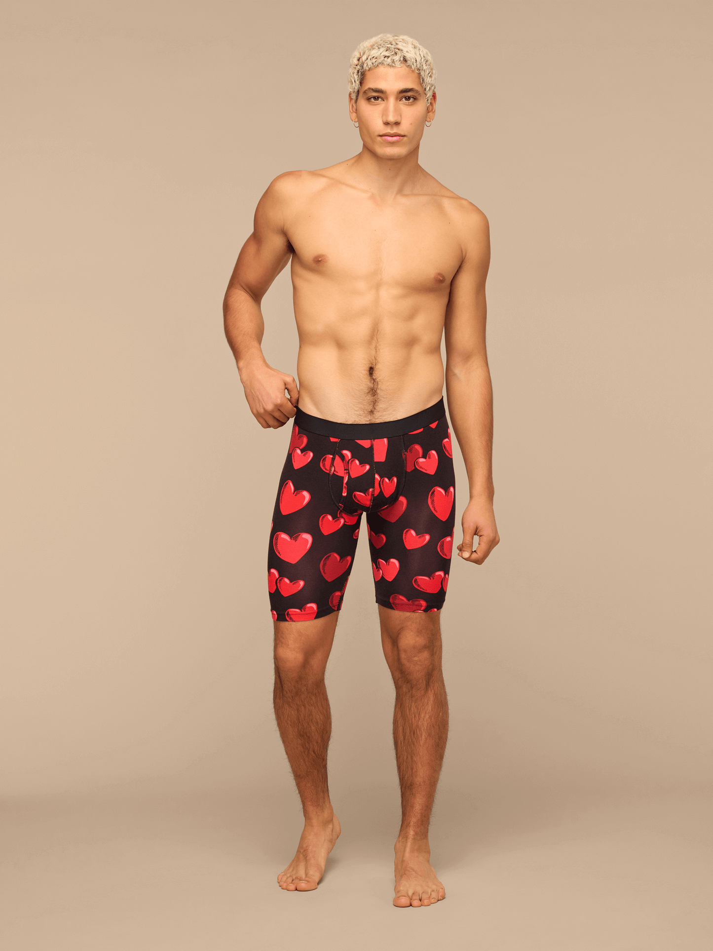 UltraModal™ Core Ball Caddy™ Long Boxer Brief w/ Fly | Floating Hearts