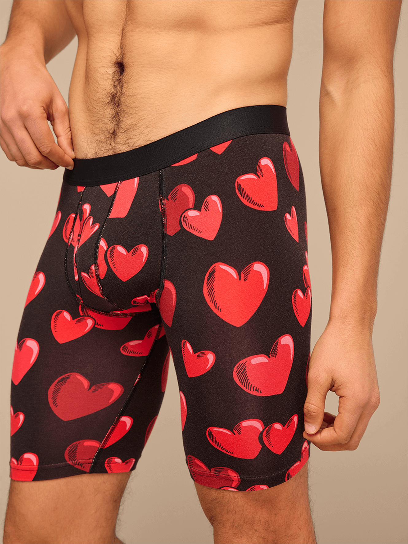 UltraModal™ Core Ball Caddy™ Long Boxer Brief w/ Fly | Floating Hearts