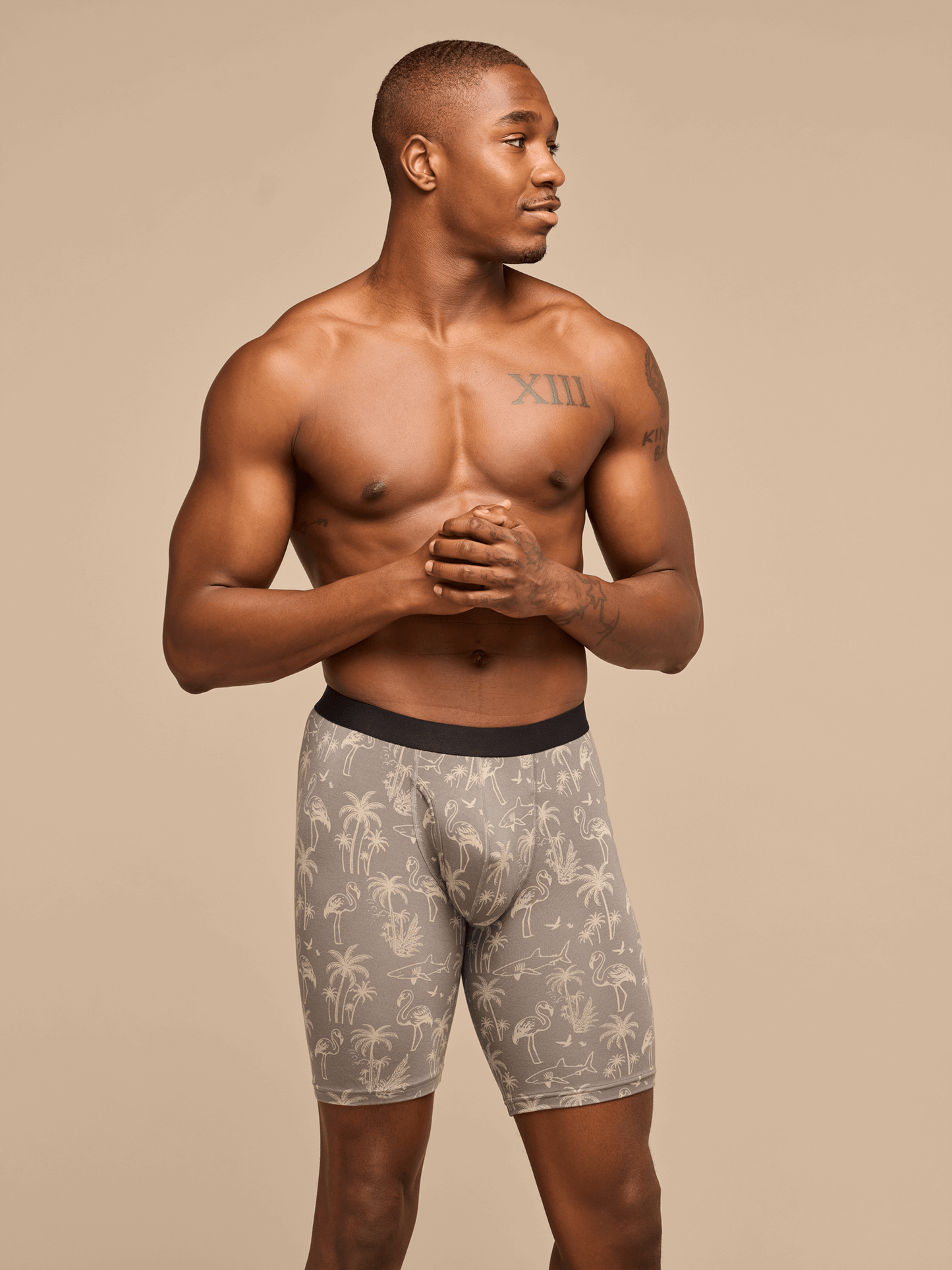 UltraModal™ Core Ball Caddy™ Long Boxer Brief w/ Fly | Grey Wild Life
