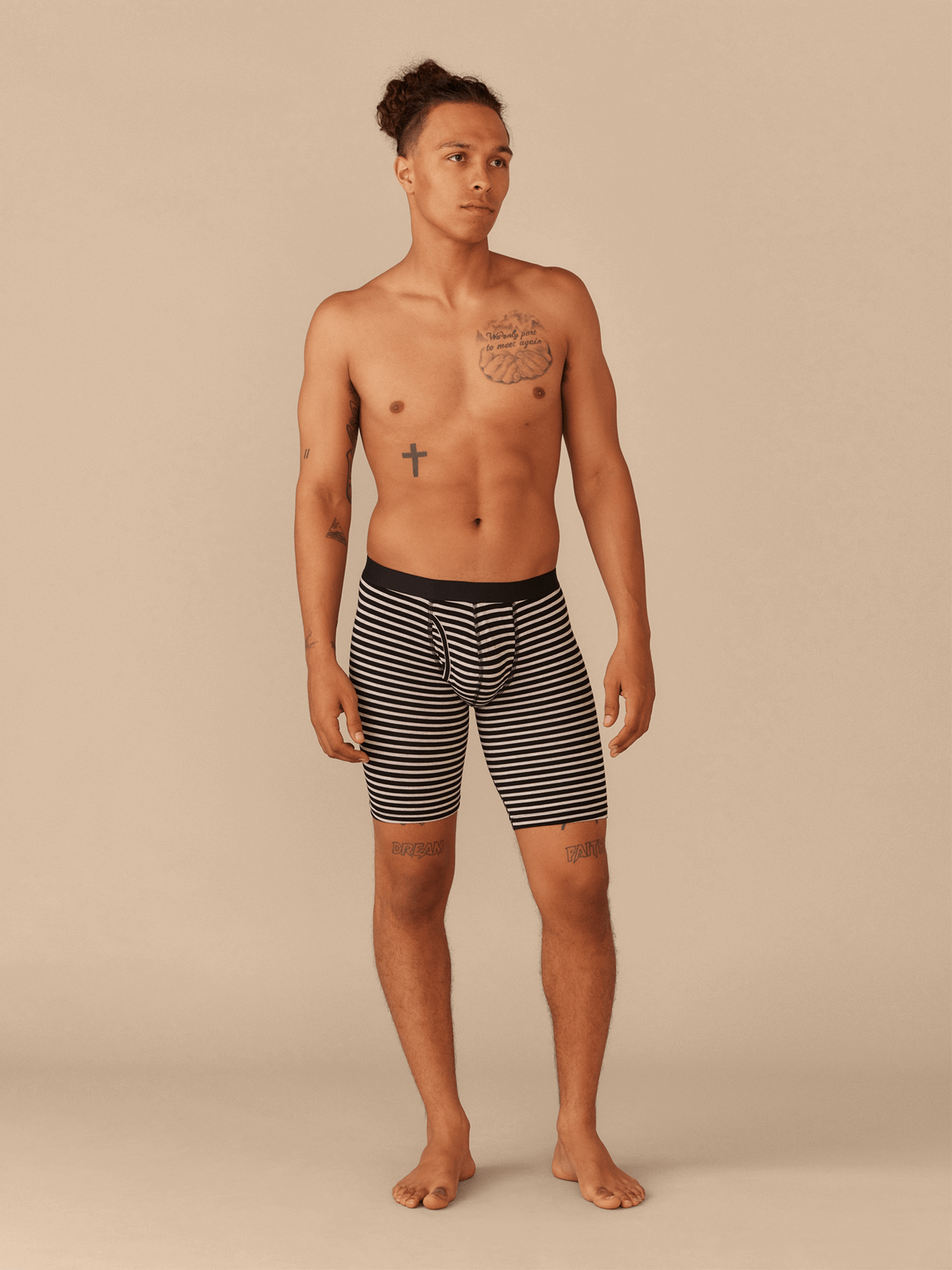 UltraModal™ Core Ball Caddy™ Long Boxer Brief w/ Fly | Heather Grey Stripes