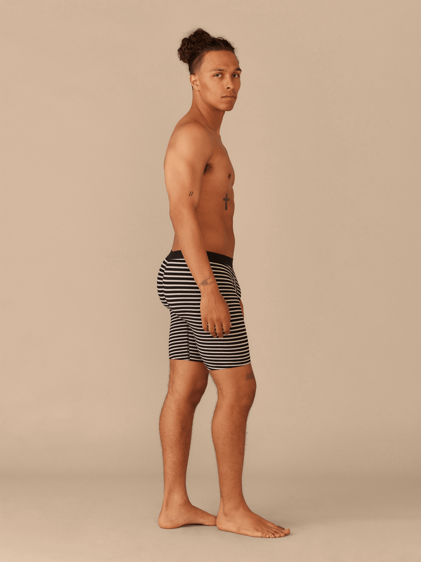 UltraModal™ Core Ball Caddy™ Long Boxer Brief w/ Fly | Heather Grey Stripes