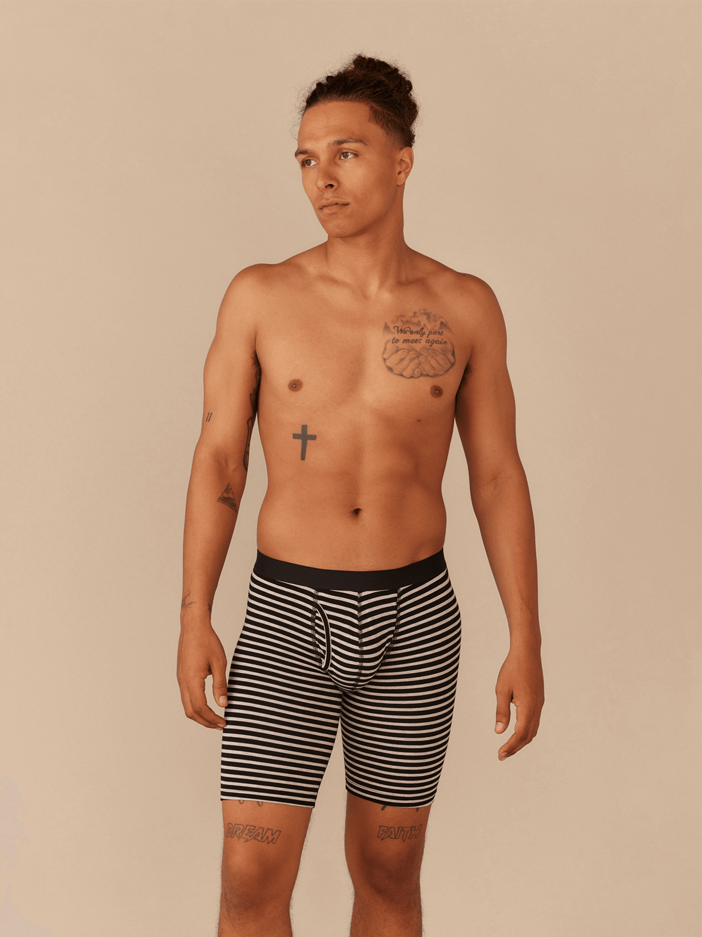 UltraModal™ Core Ball Caddy™ Long Boxer Brief w/ Fly | Heather Grey Stripes