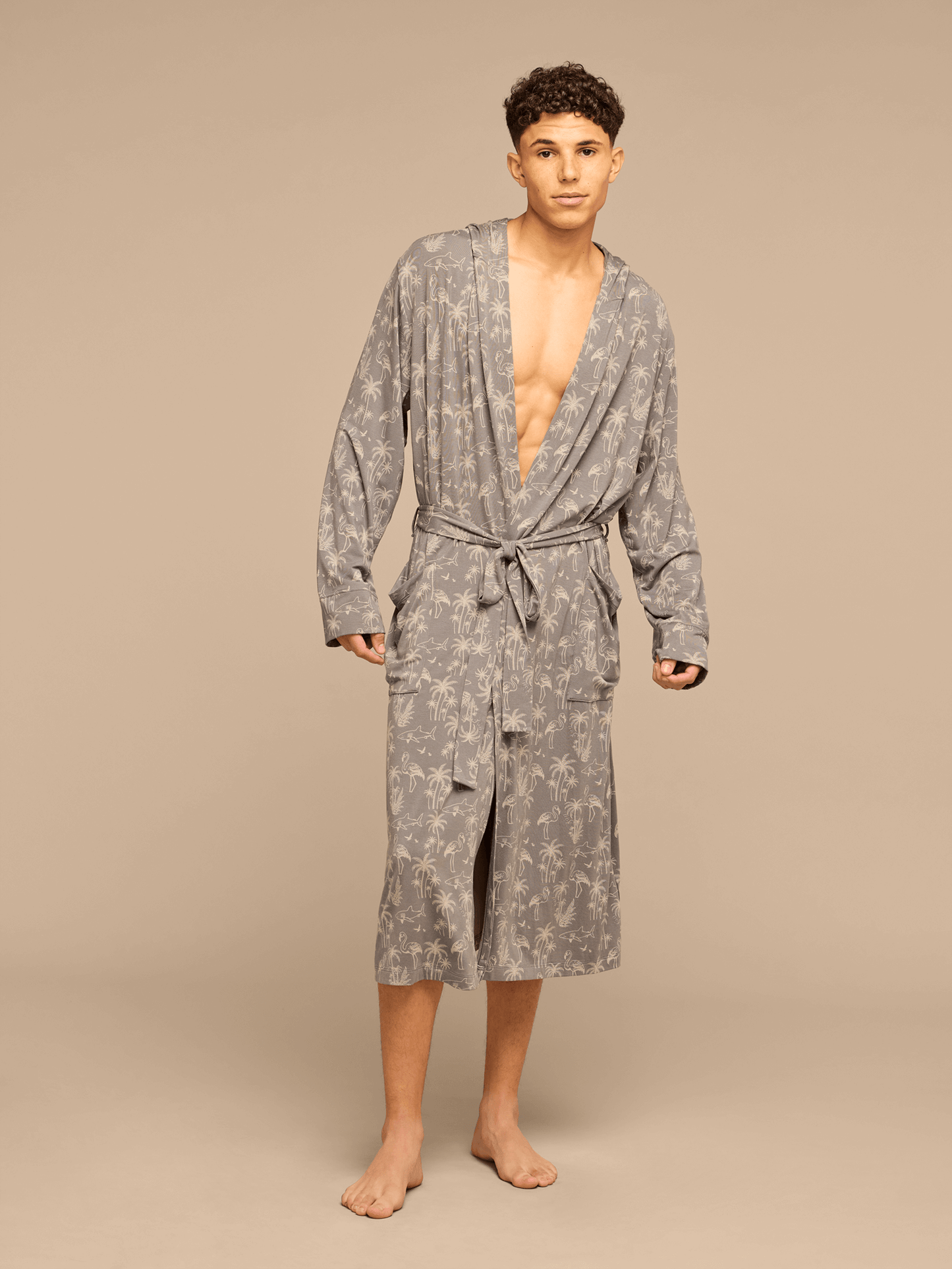 UltraModal™ Hooded Robe - Unisex | Grey Wild Life