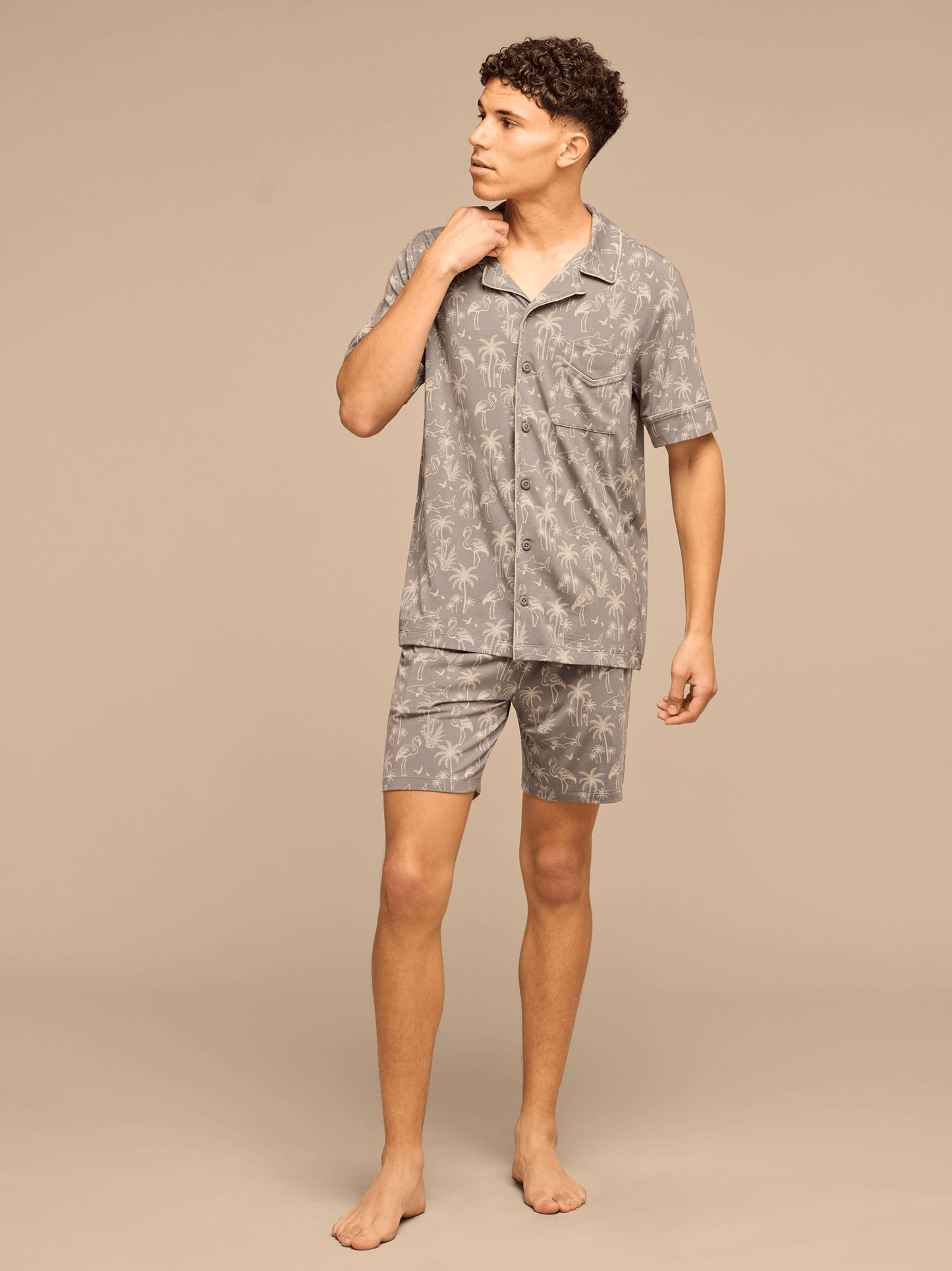 UltraModal™ Short Sleeve PJ Set - Men's | Grey Wild Life