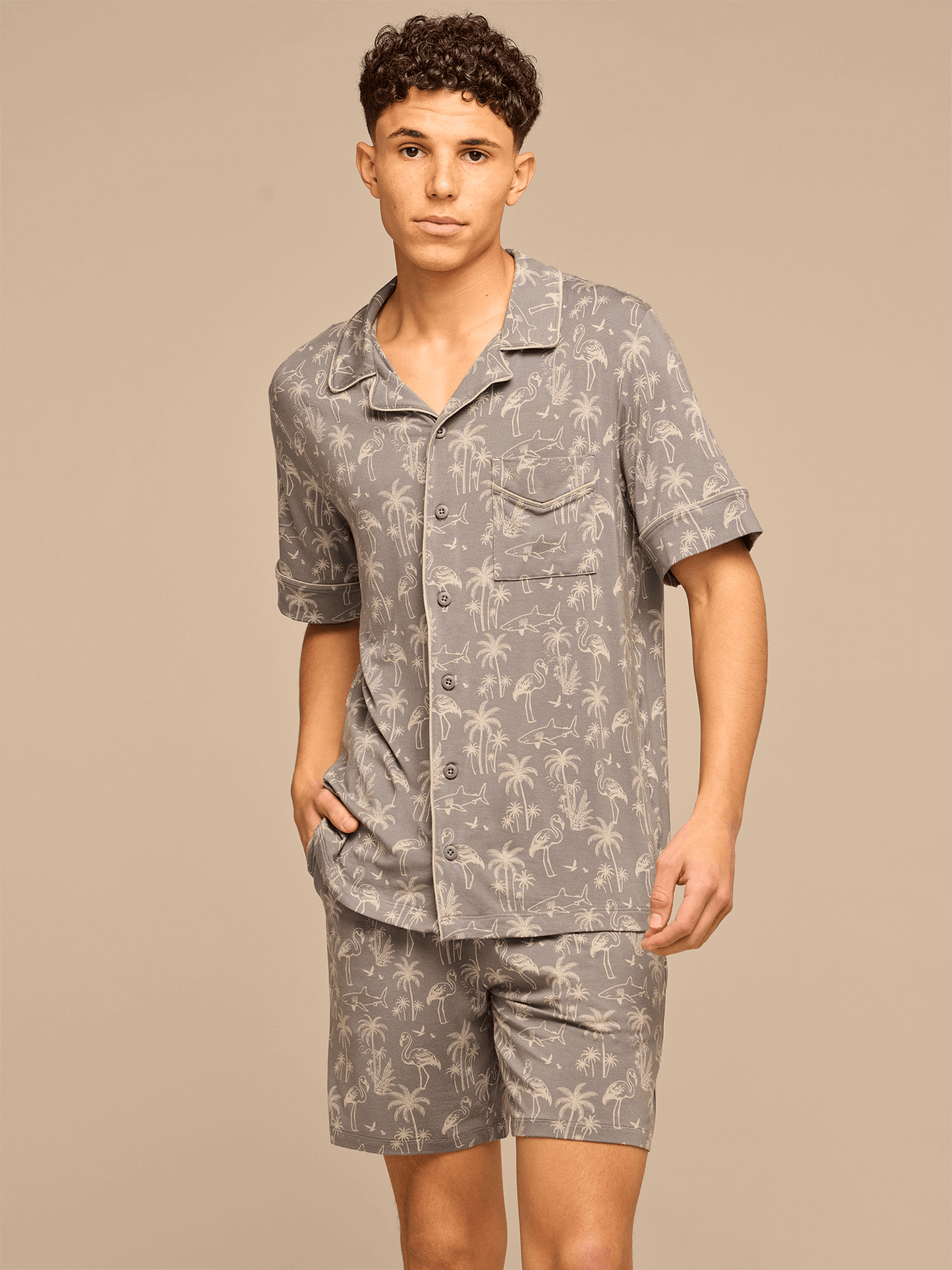UltraModal™ Short Sleeve PJ Set - Men's | Grey Wild Life