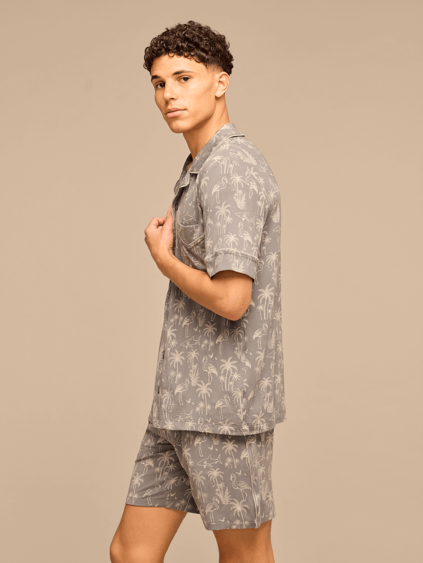 UltraModal™ Short Sleeve PJ Set - Men's | Grey Wild Life