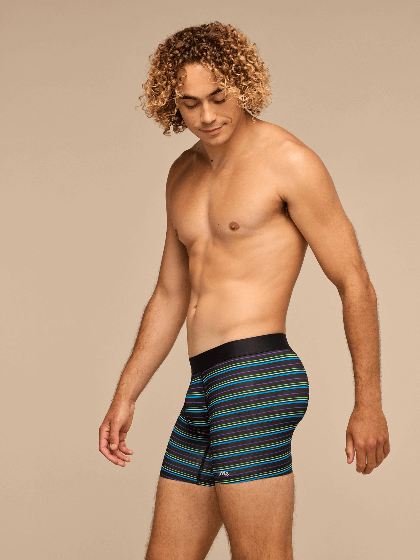 Breathe Boxer Brief w/ Fly | Blue Light Stripes