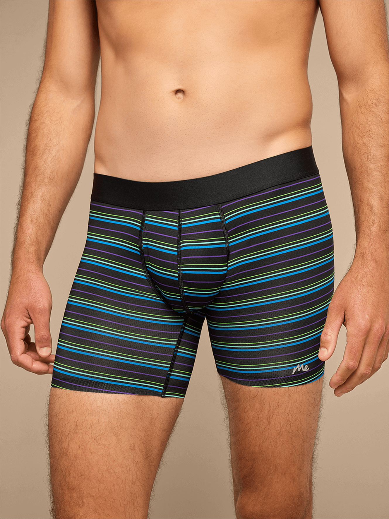 Breathe Boxer Brief w/ Fly | Blue Light Stripes