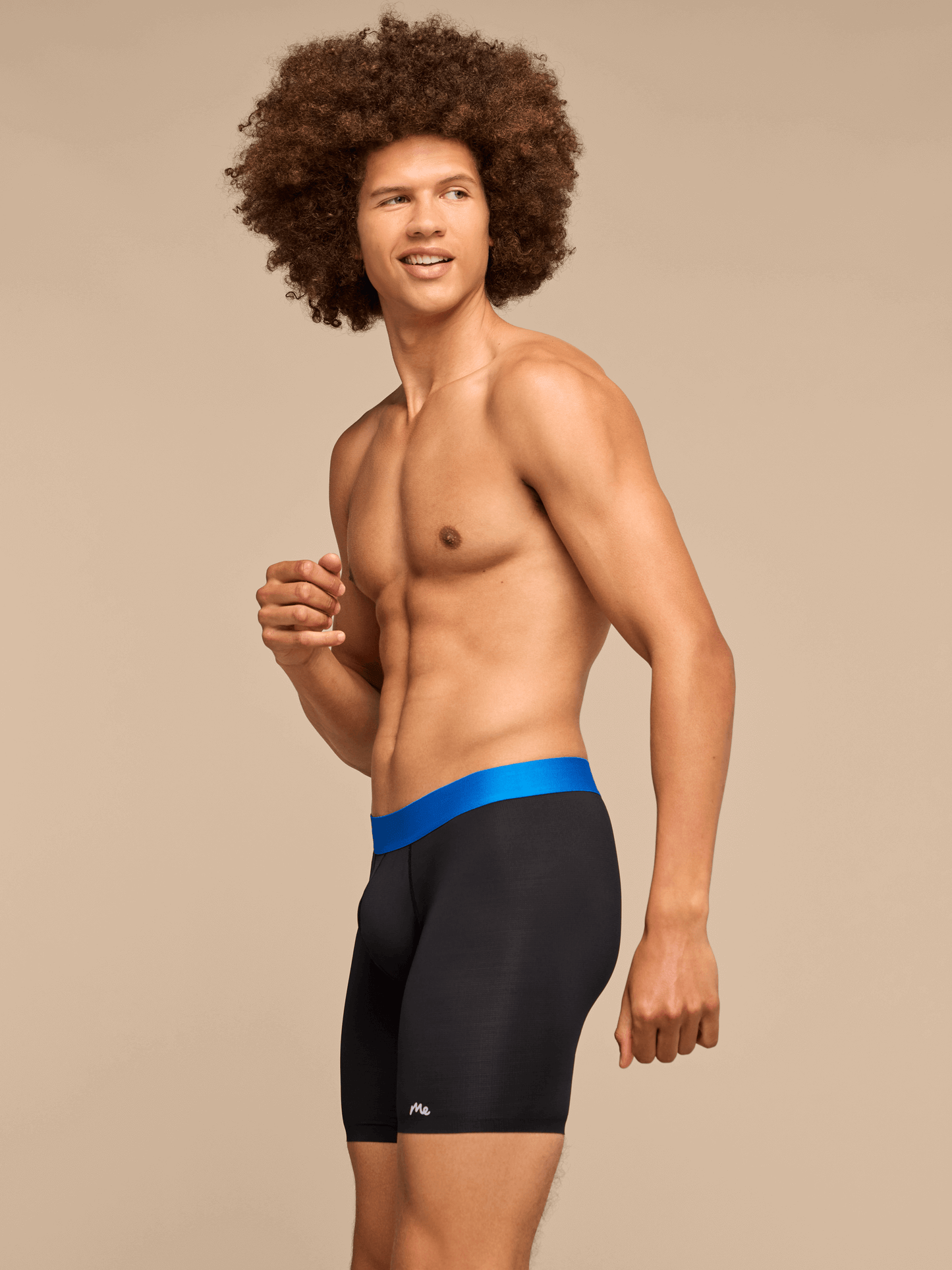 Breathe Long Boxer Brief w/ Fly | Black/Cobalt Blue