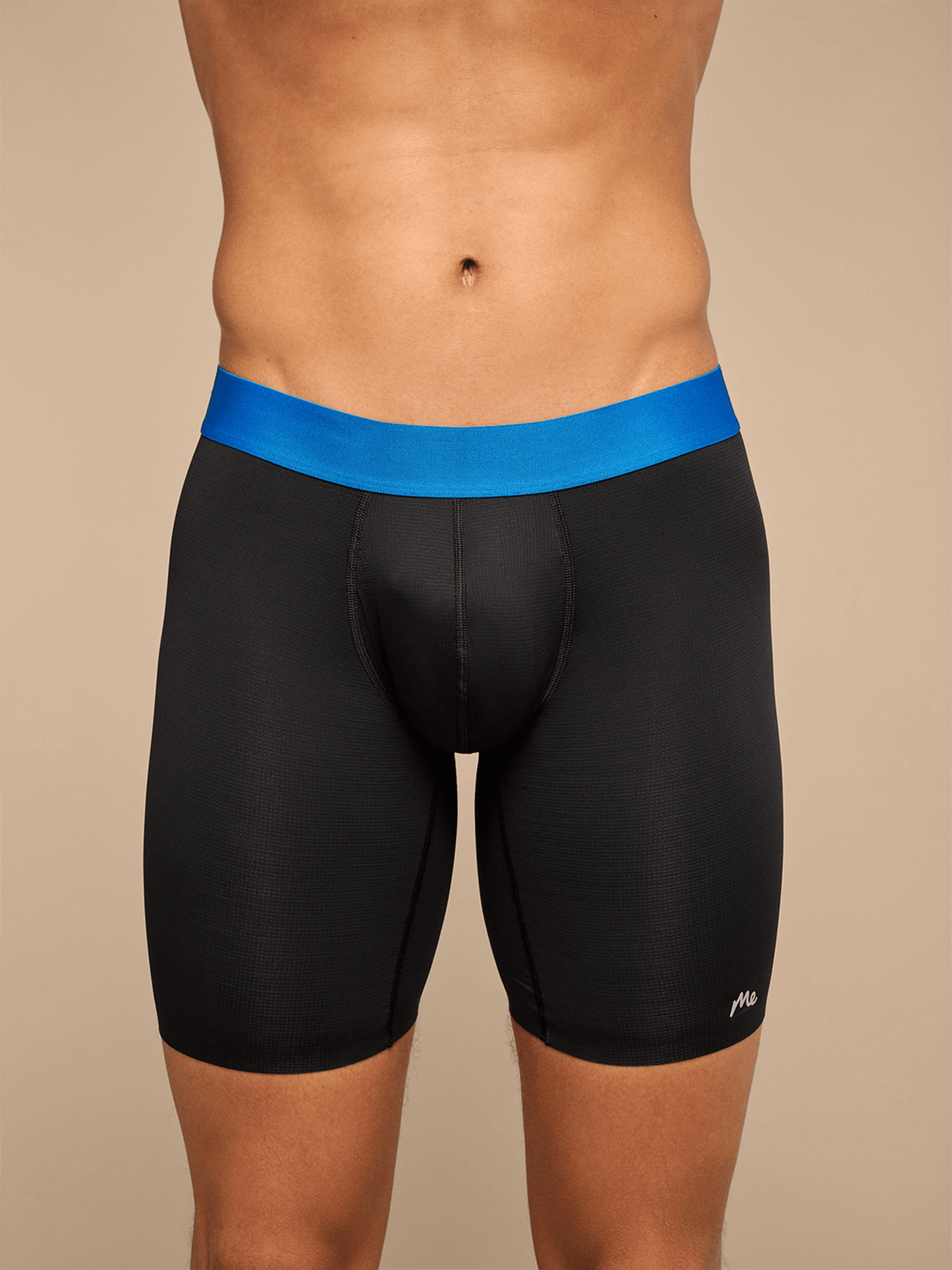 Breathe Long Boxer Brief w/ Fly | Black/Cobalt Blue