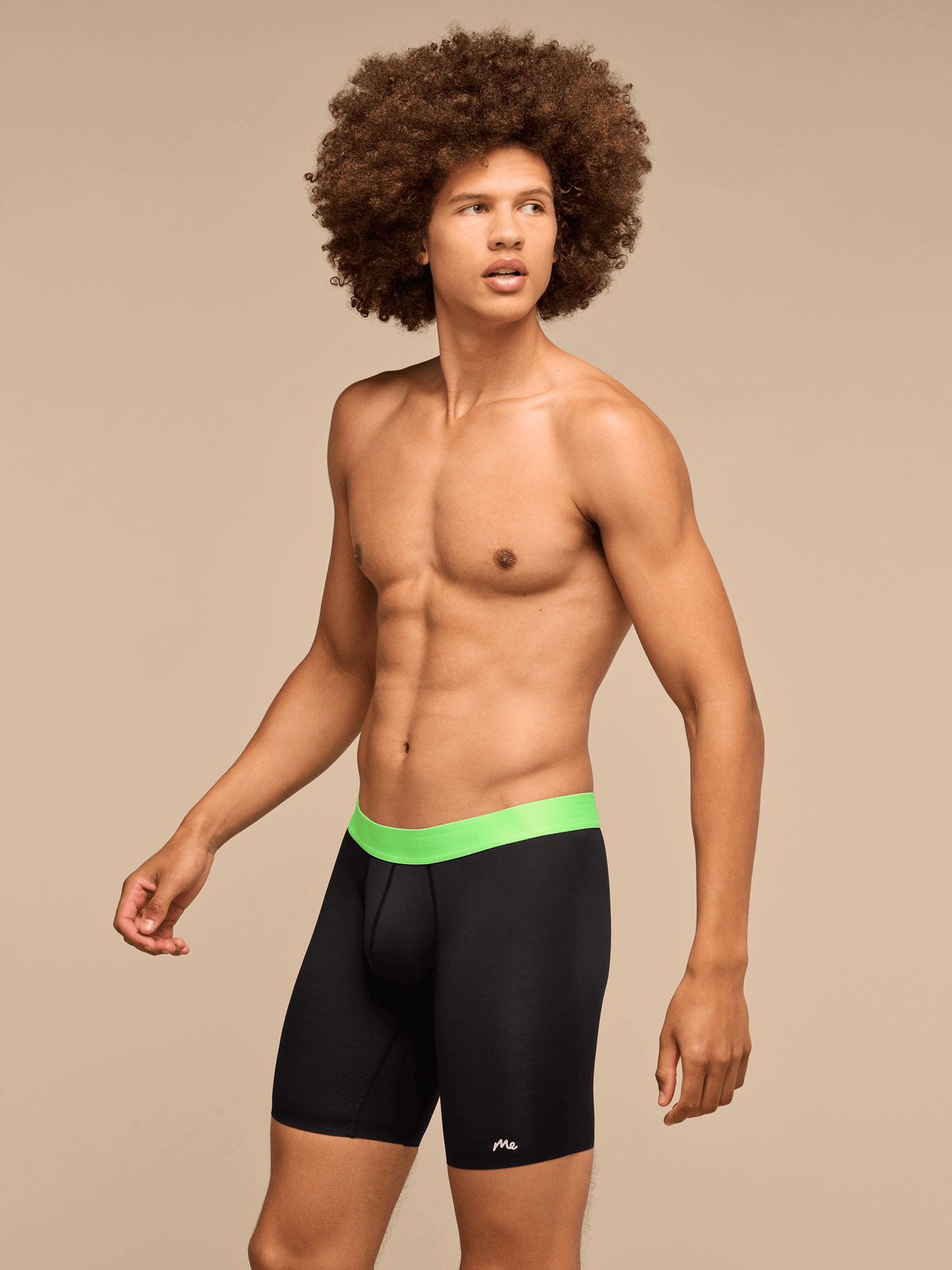 Breathe Long Boxer Brief w/ Fly | Black/Electric Lime