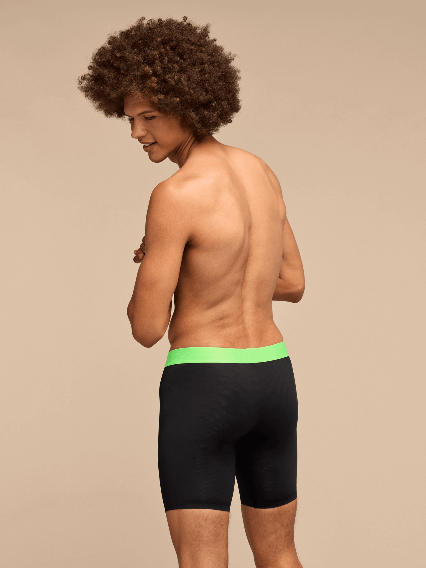Breathe Long Boxer Brief w/ Fly | Black/Electric Lime