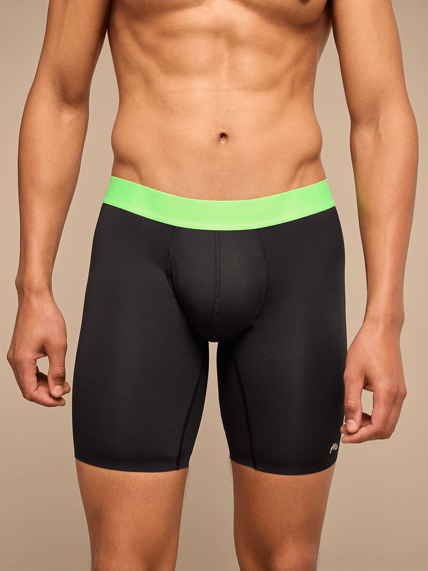 Breathe Long Boxer Brief w/ Fly | Black/Electric Lime