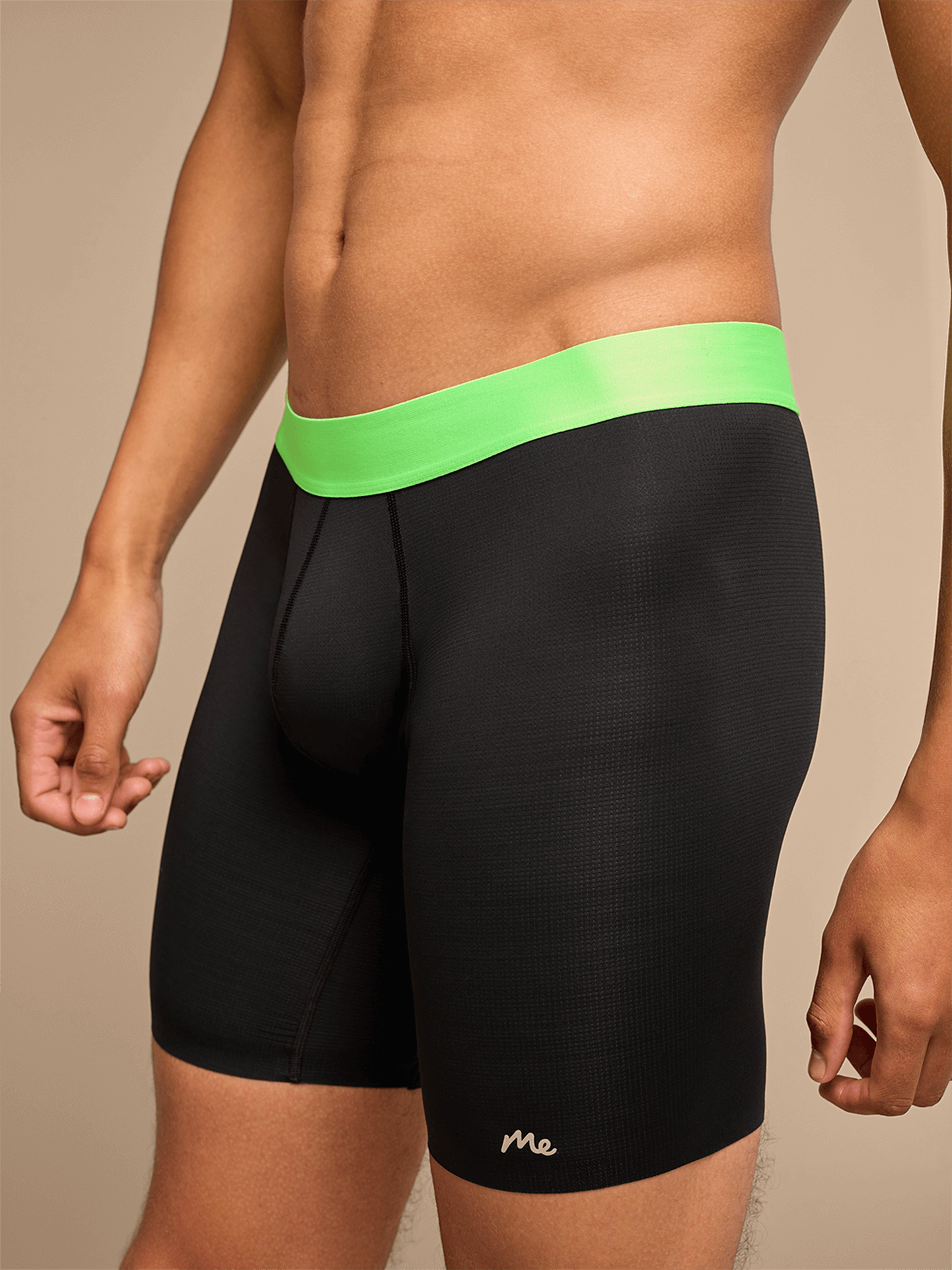 Breathe Long Boxer Brief w/ Fly | Black/Electric Lime