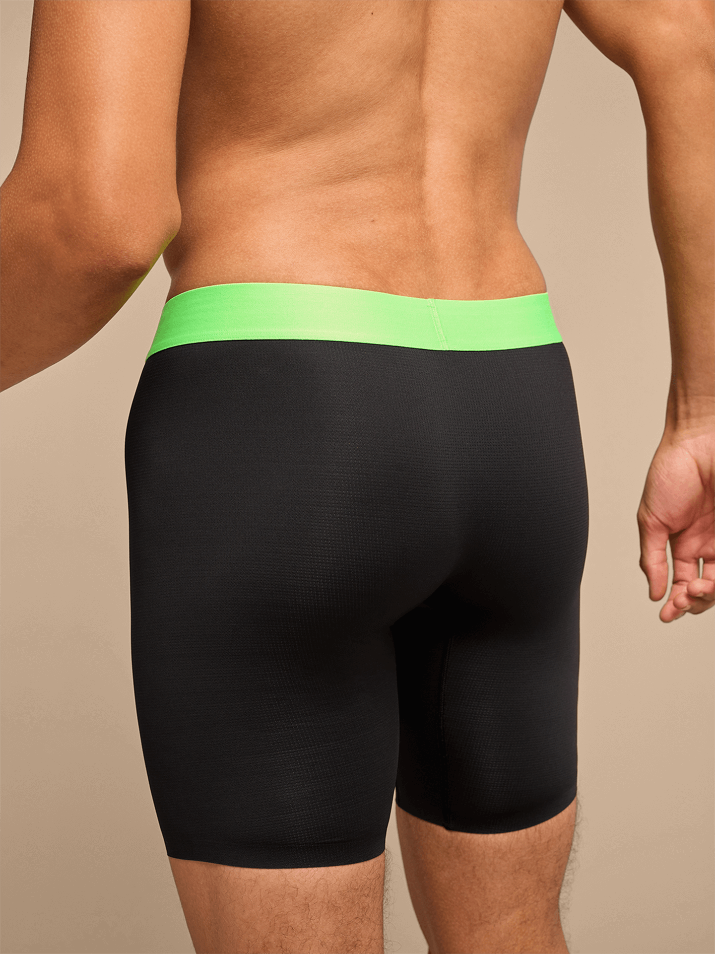 Breathe Long Boxer Brief w/ Fly | Black/Electric Lime