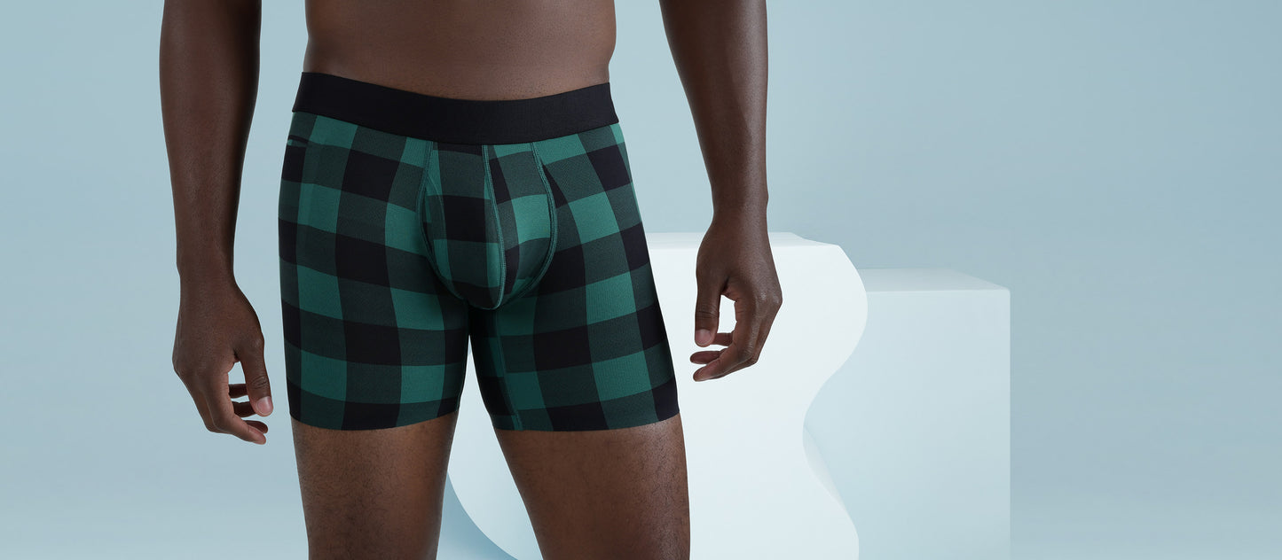 MoveMe Boxer Brief w/ Fly | Green Plaid