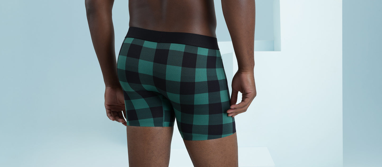 MoveMe Boxer Brief w/ Fly | Green Plaid