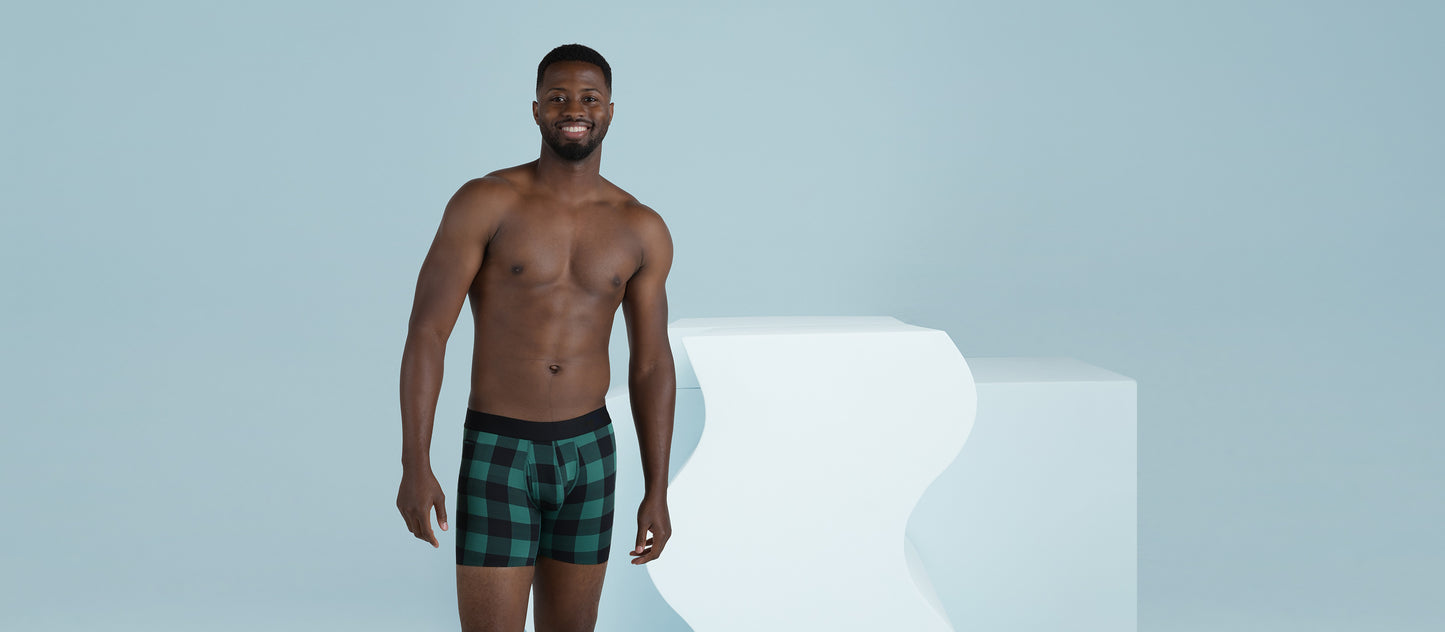 MoveMe Boxer Brief w/ Fly | Green Plaid