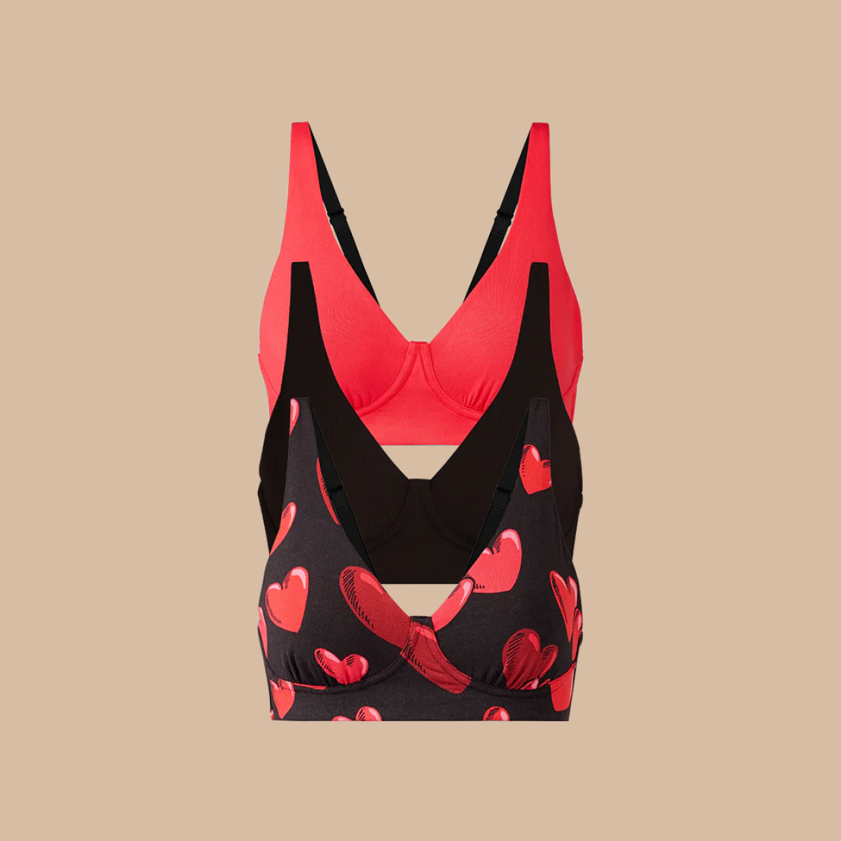 UltraModal™ FeelFree Longline Bralette 3-Pack | Floating Hearts Pack