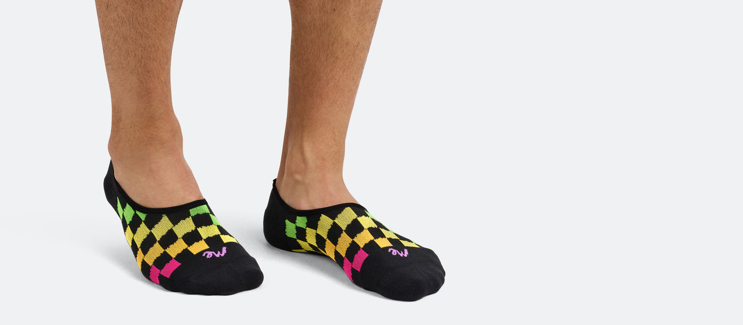 Heritage No Show Sock | Rainbow Check
