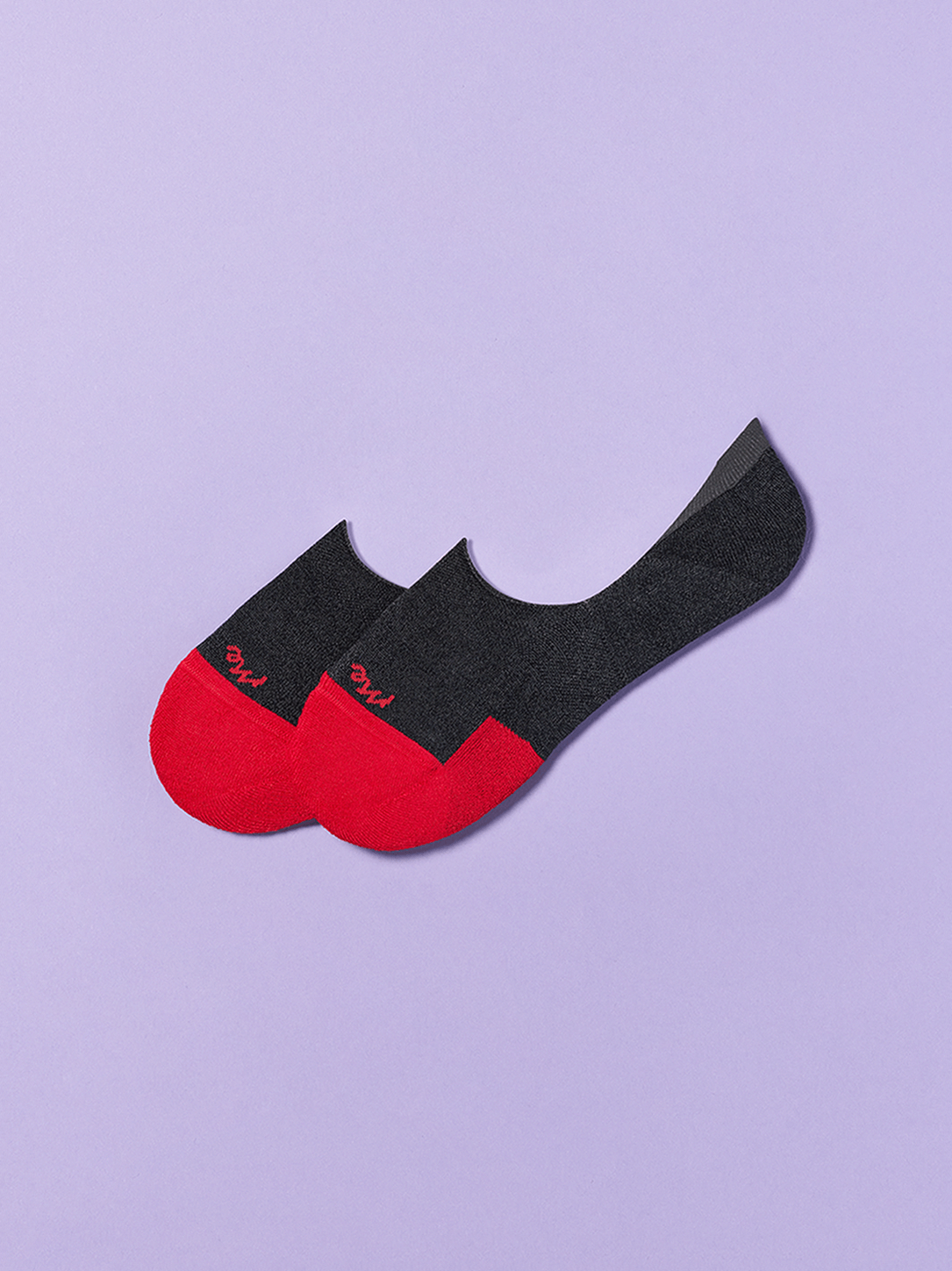 Essential No Show Sock | Charcoal/Red