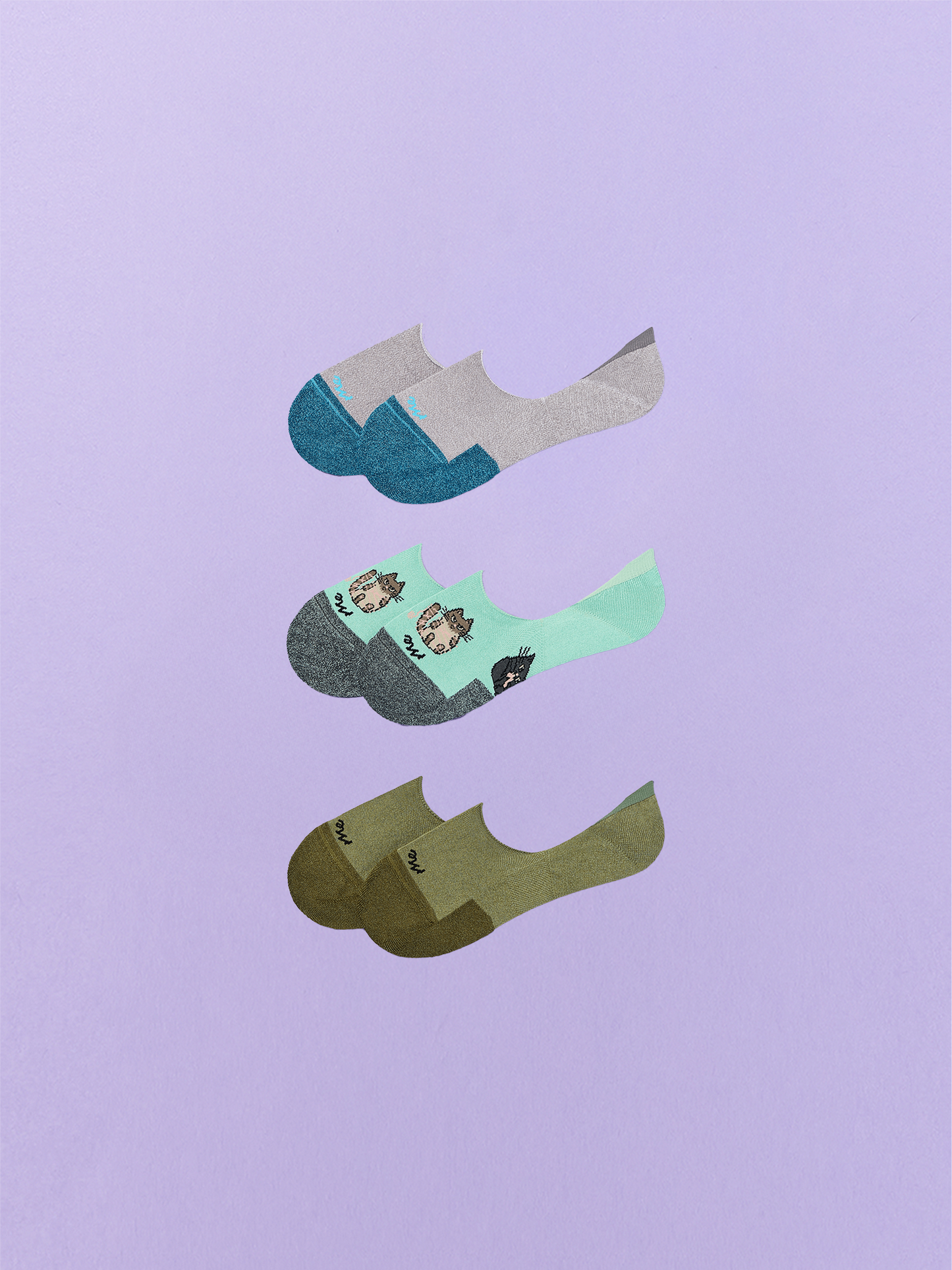 Essential No Show Sock 3-Pack | Cats Being Cats Pack