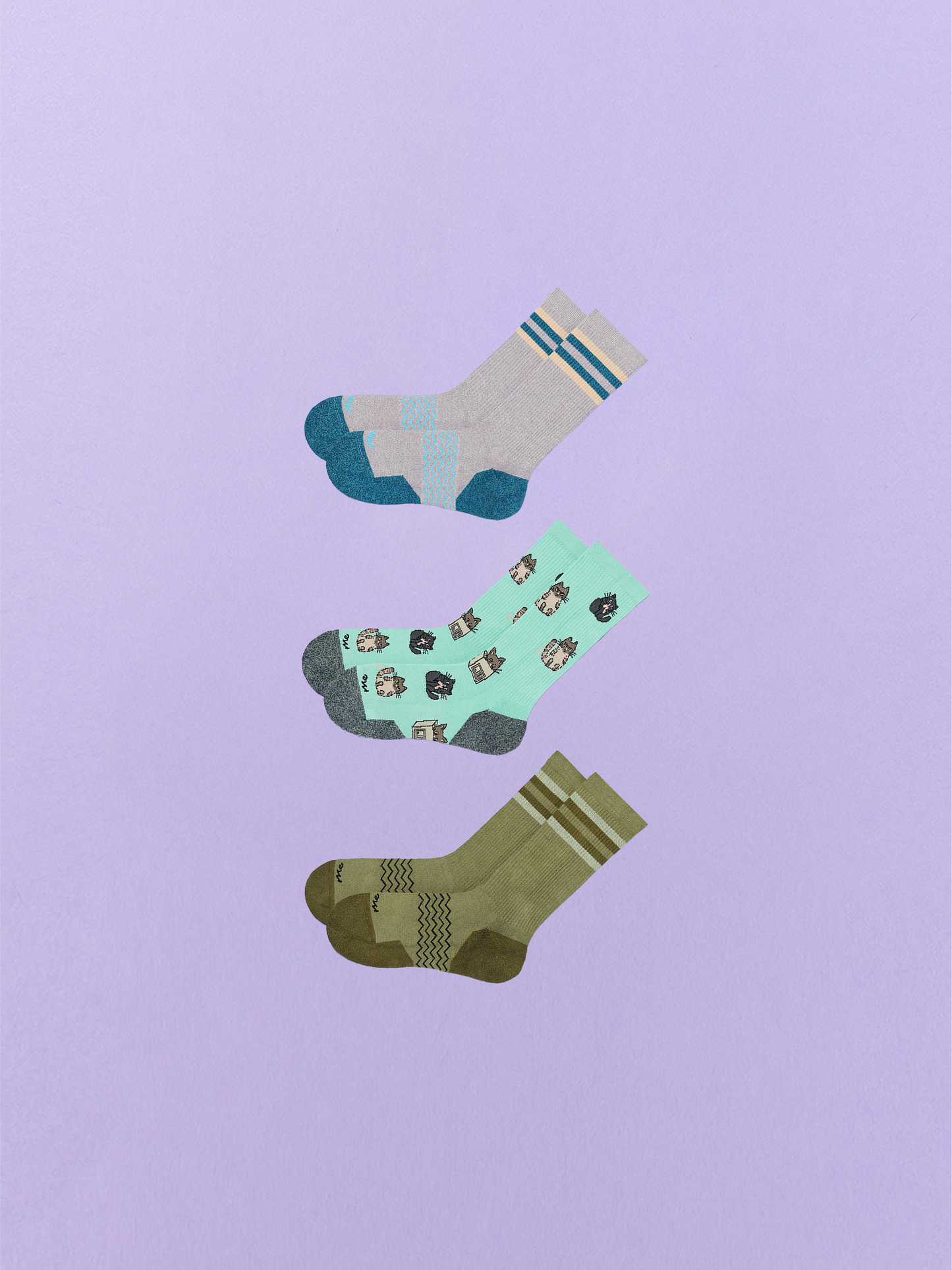 Essential Crew Sock 3-Pack | Cats Being Cats Pack