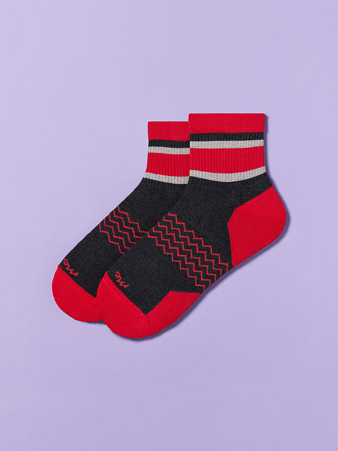 Essential Quarter Sock | Charcoal/Red