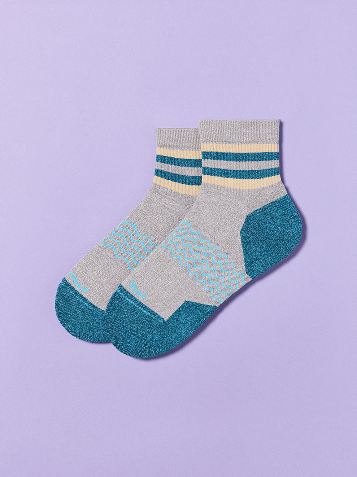 Essential Quarter Sock | Heather Grey/Turquoise
