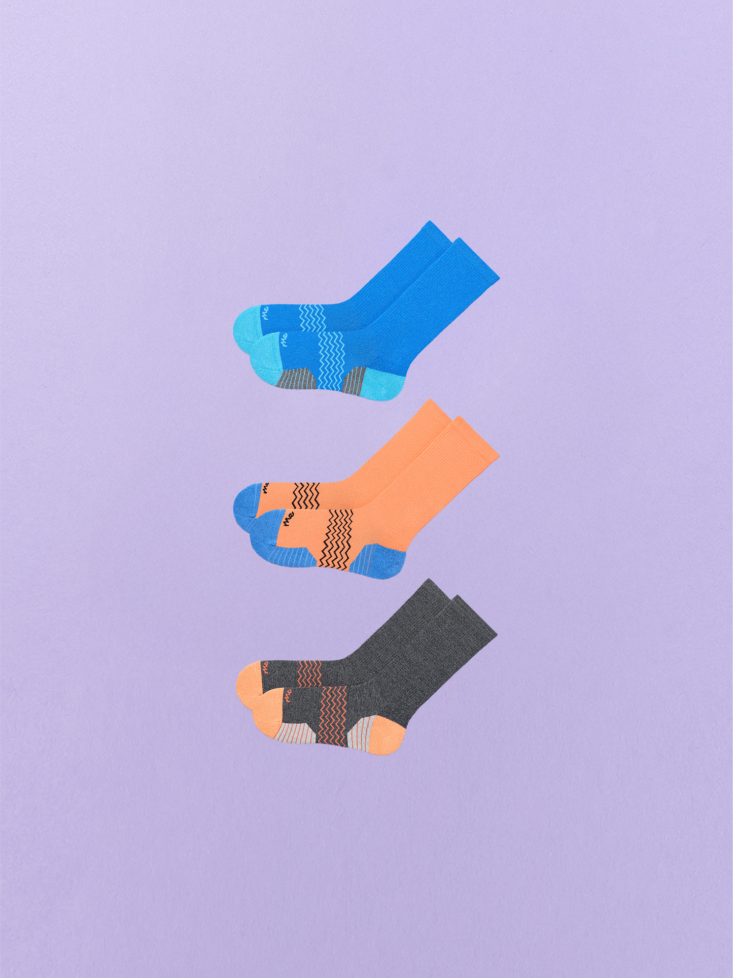 Active Crew Sock 3-Pack | Coral/Blue Pop Pack
